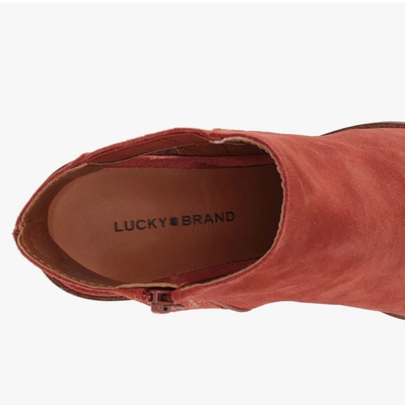 ♥️Size 10 - Lucky Brand Women's Shyna Open Back Block Heel Bootie (Rancho Red) - Picture 7 of 15